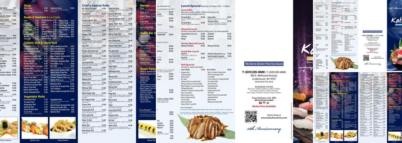 Kabuki Sushi Menu