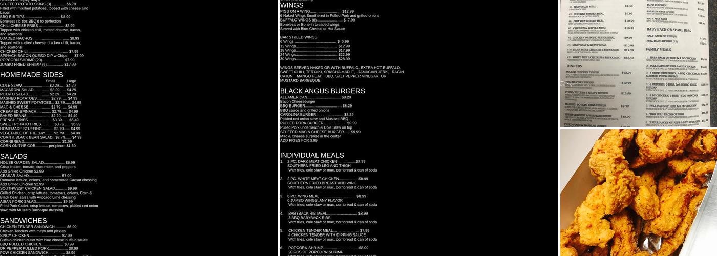 Pigs on a Wing Menu