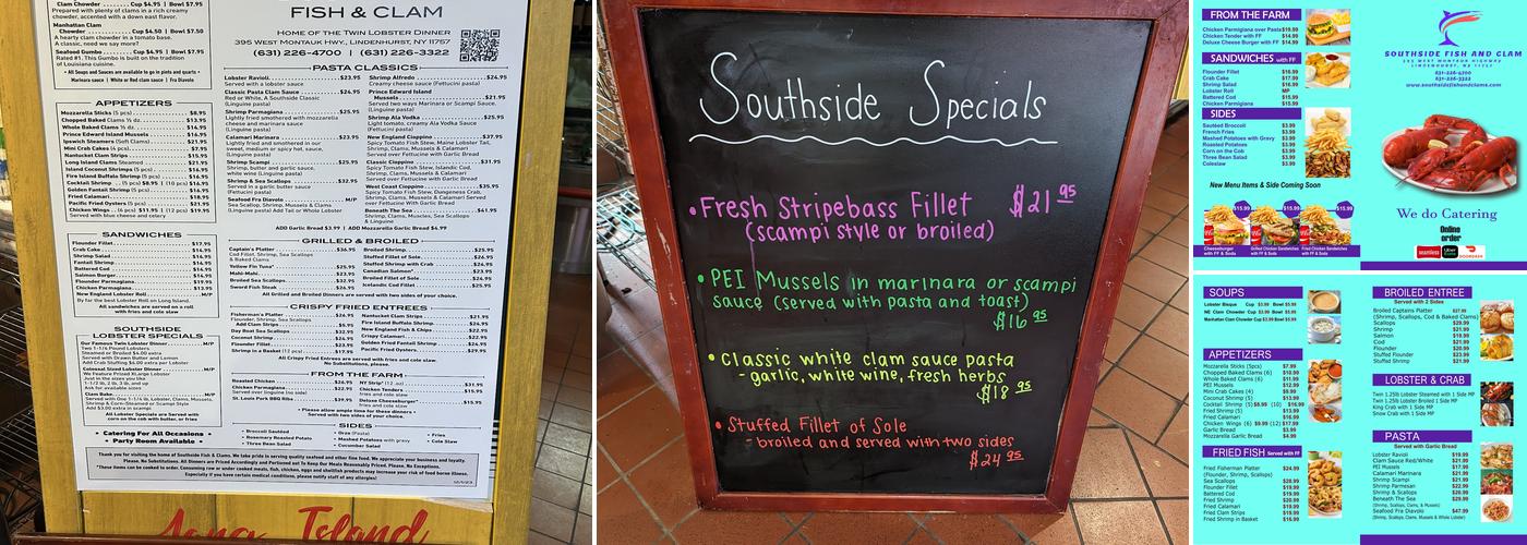 Southside Fish and Clam Menu