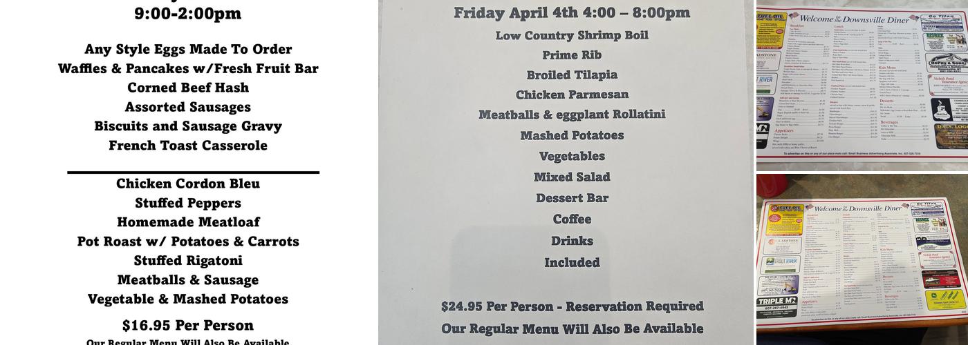 Downsville Diner Menu