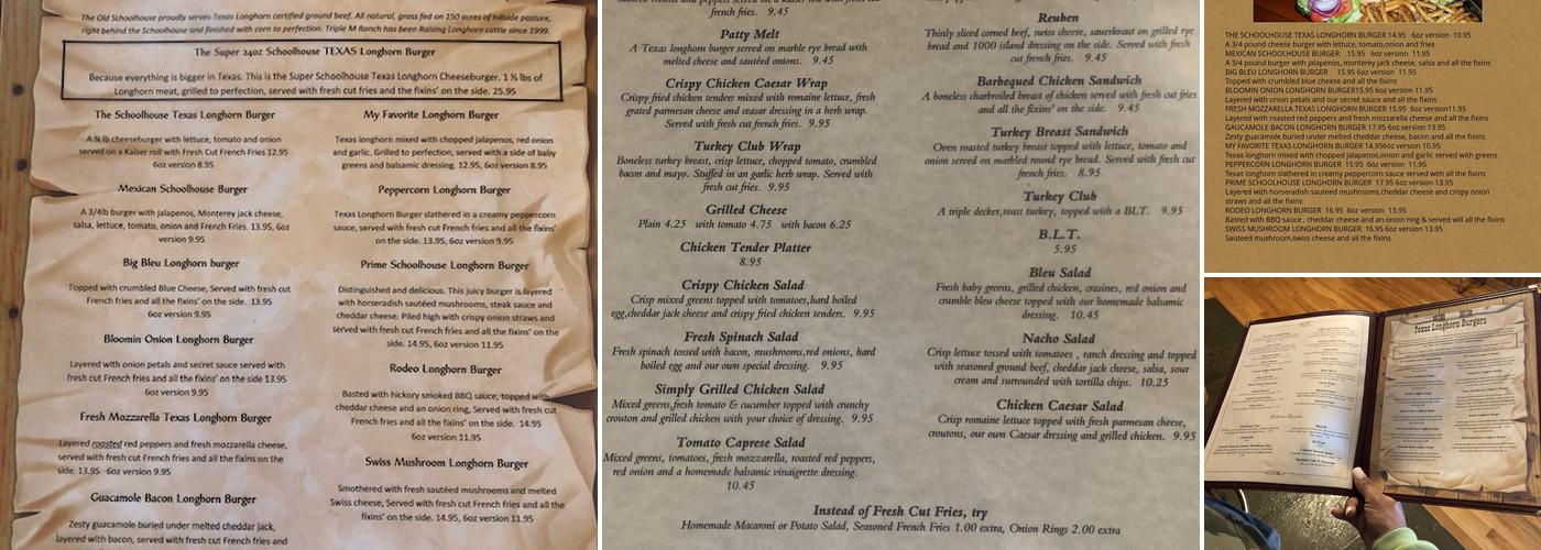 The Old Schoolhouse Inn & Restaurant Menu