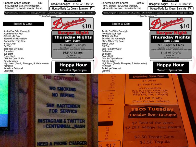 The Centennial Menu