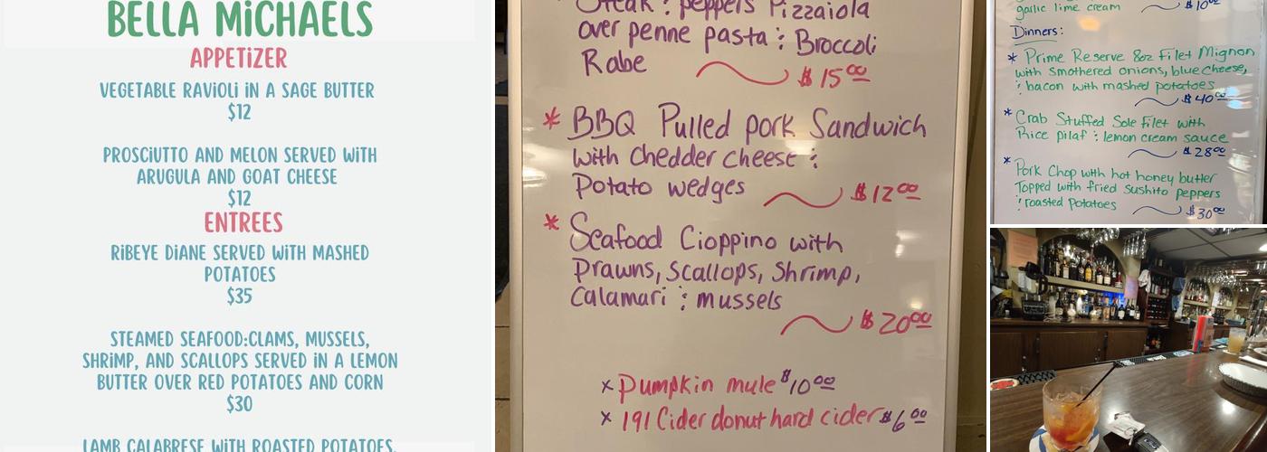 Bella Michael's Restaurant Menu