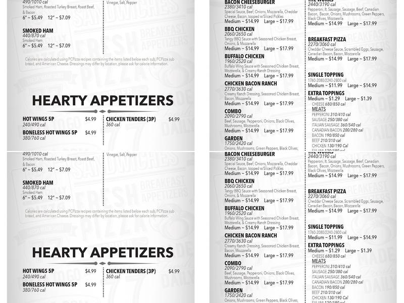 Piccadilly Circus Pizza Menu
