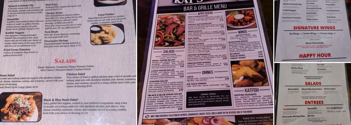 Kat's Bar & Grille Menu