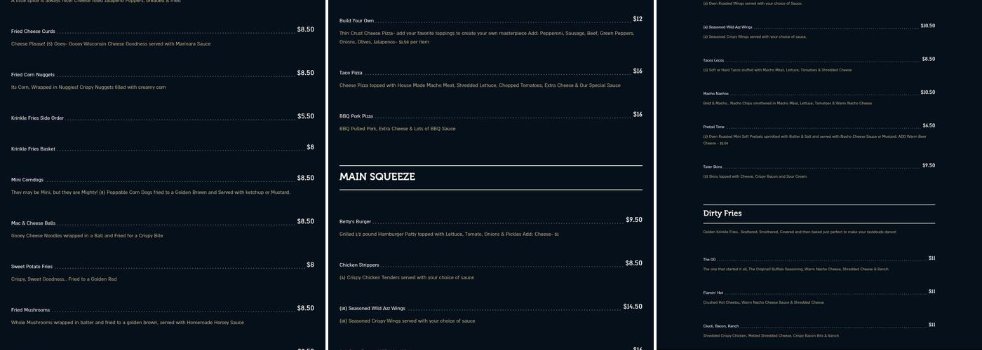 Betty Lou's Restaurant & Lounge Menu