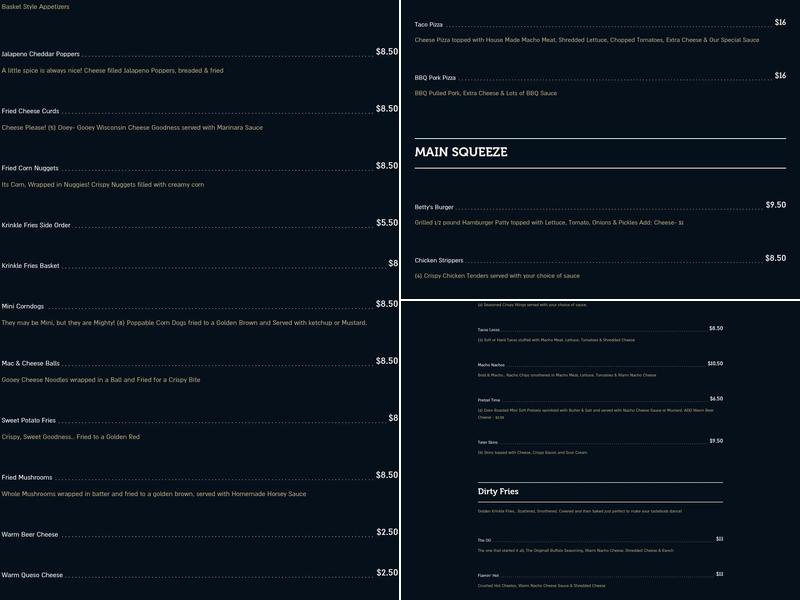 Betty Lou's Restaurant & Lounge Menu