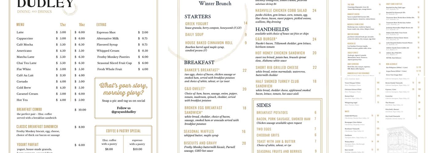 Gray & Dudley Menu