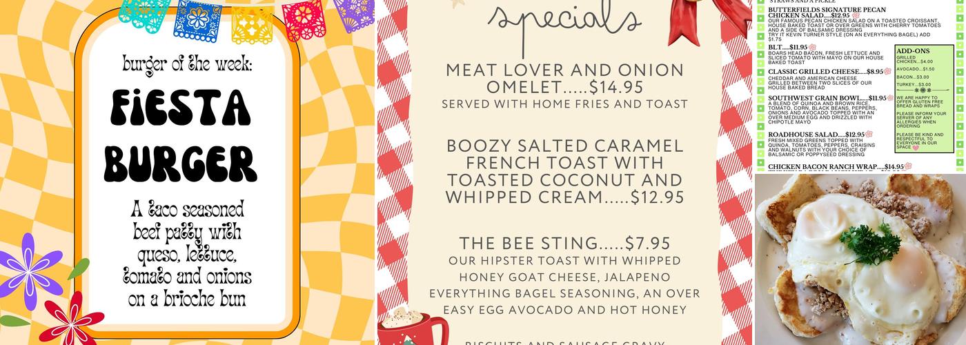 Butterfields Cafe Inc. Menu
