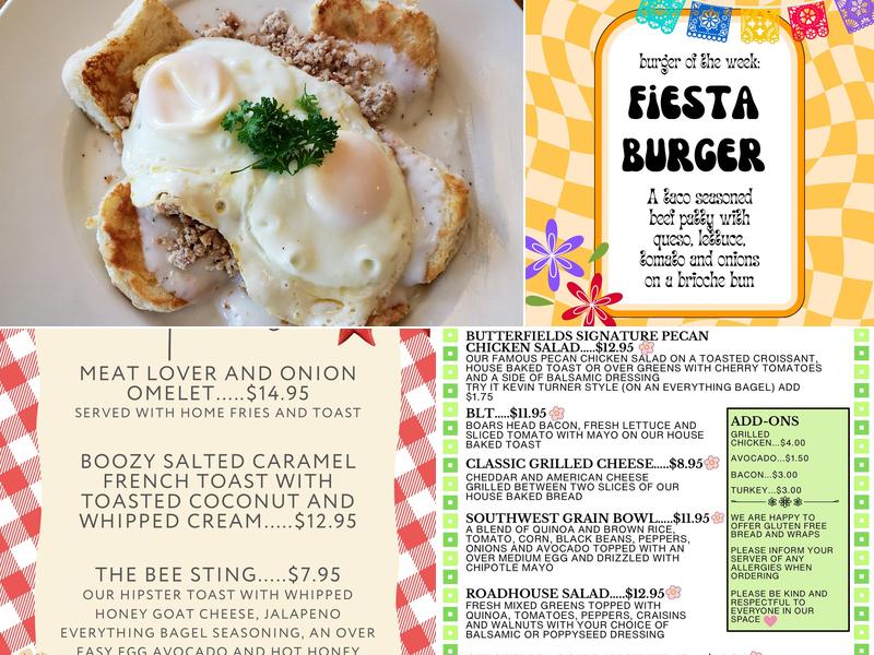 Butterfields Cafe Inc. Menu