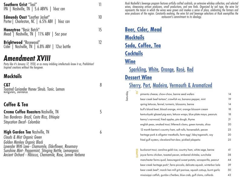 Husk Menu