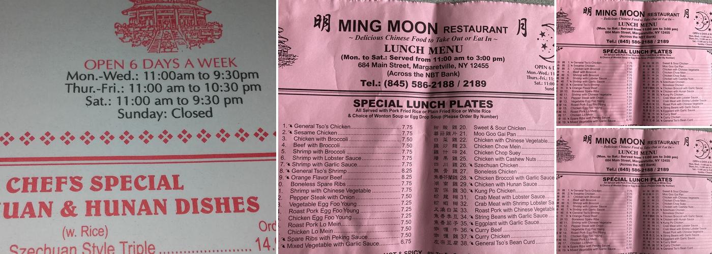 Ming Moon Menu