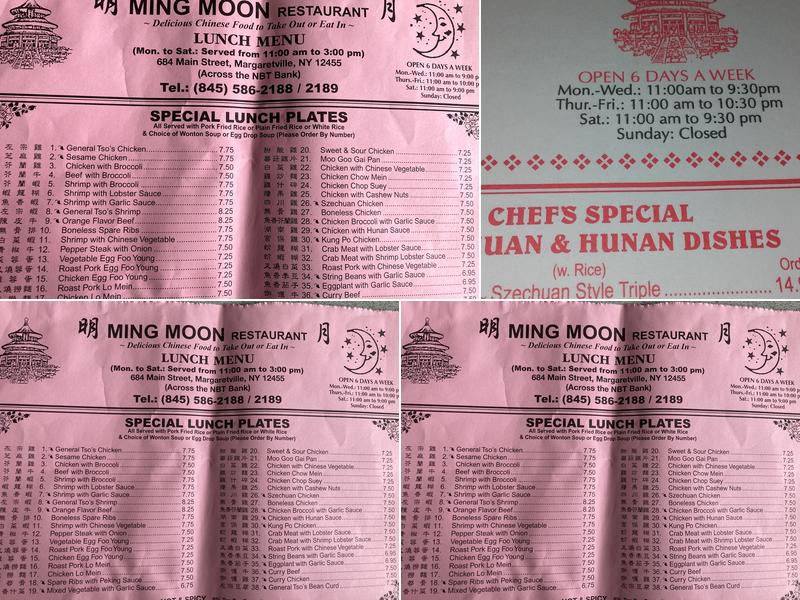 Ming Moon Menu
