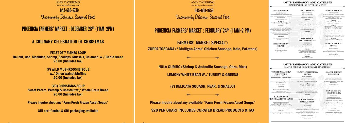 Amy's Take Away Menu