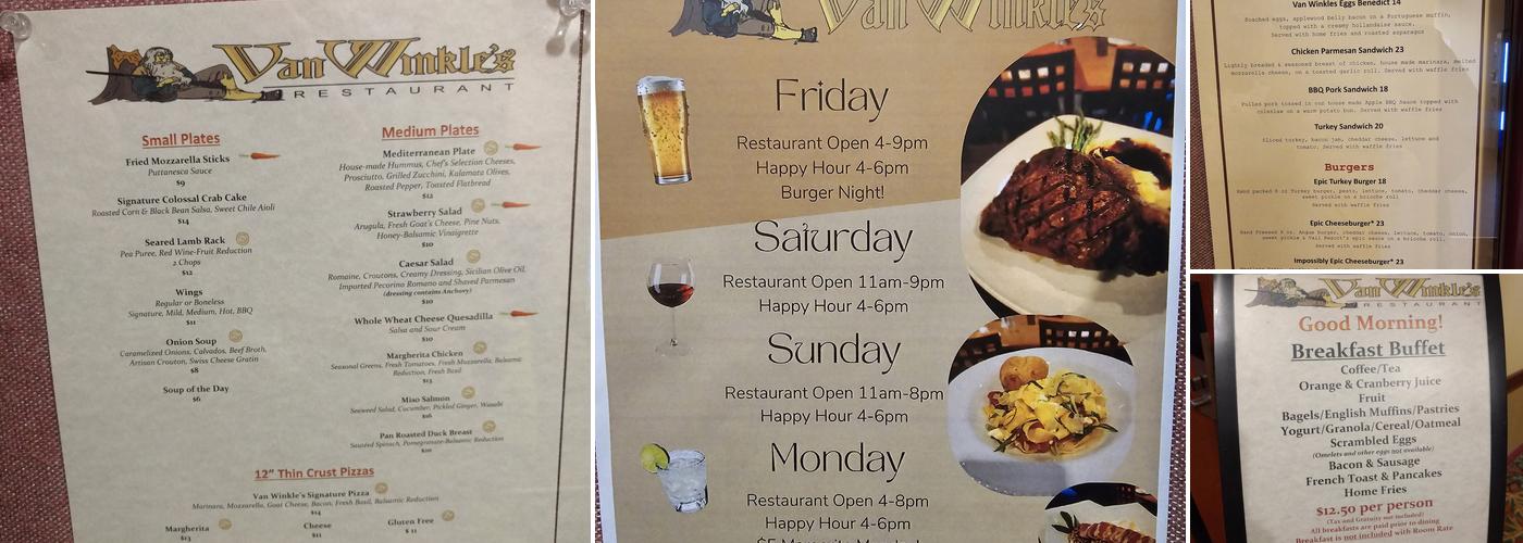 Van Winkles Menu