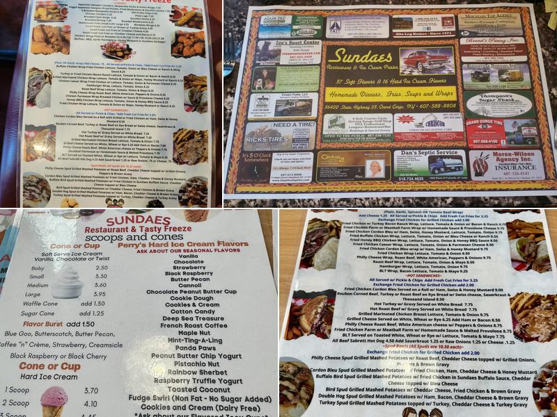 Sundaes Restaurant And Tasty Freeze Menu