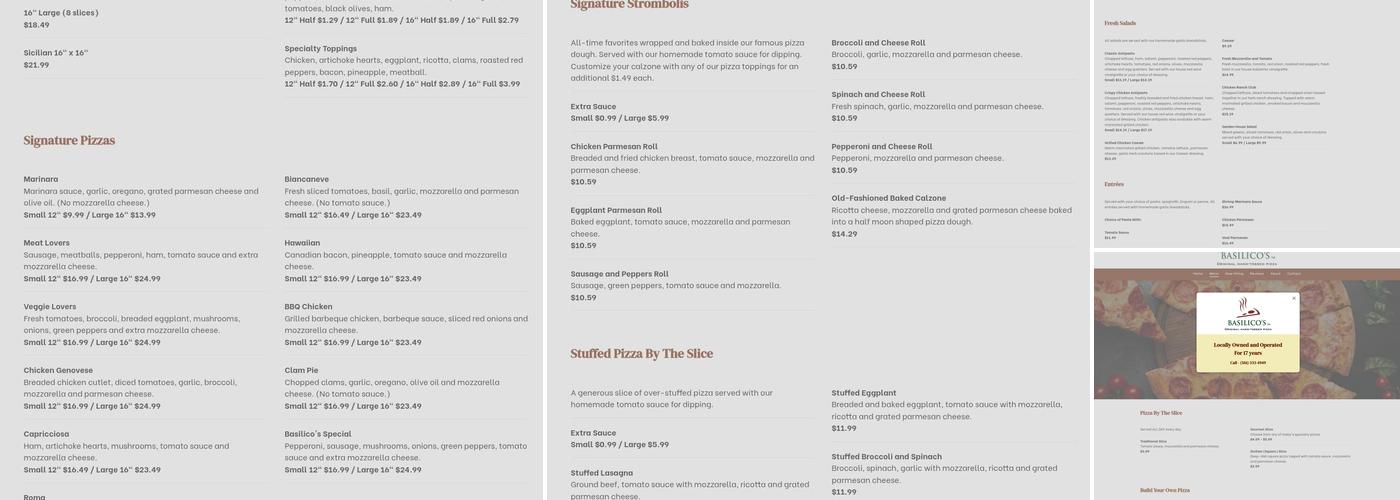 Basilico's Original Hand-Tossed Pizza Menu