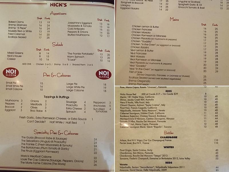 Nick's Menu