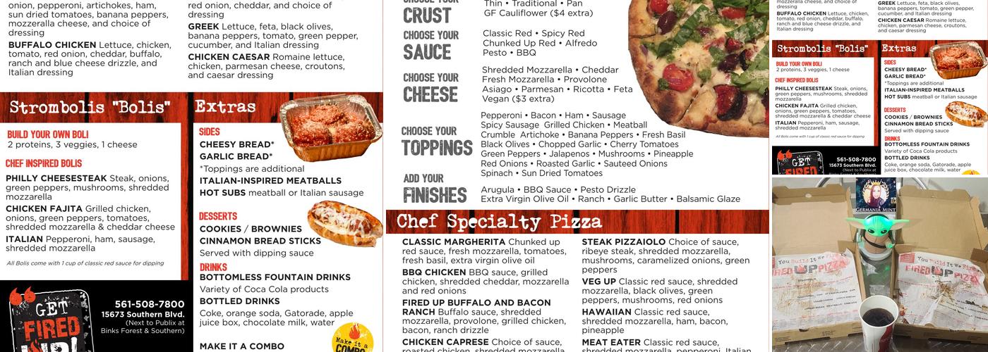 Fired Up Pizza West Menu