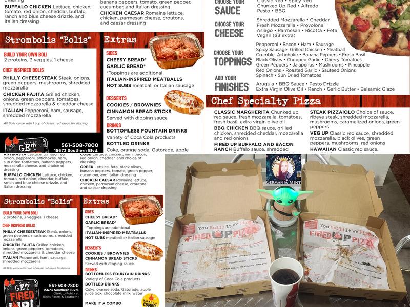 Fired Up Pizza West Menu