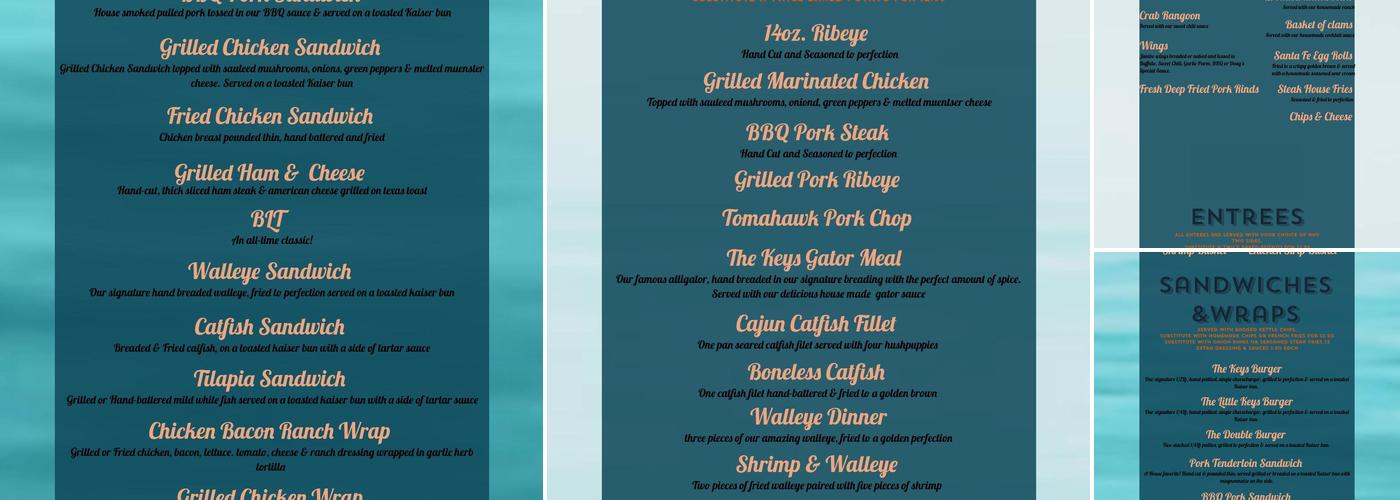 The Keys on Lake Carlyle Menu