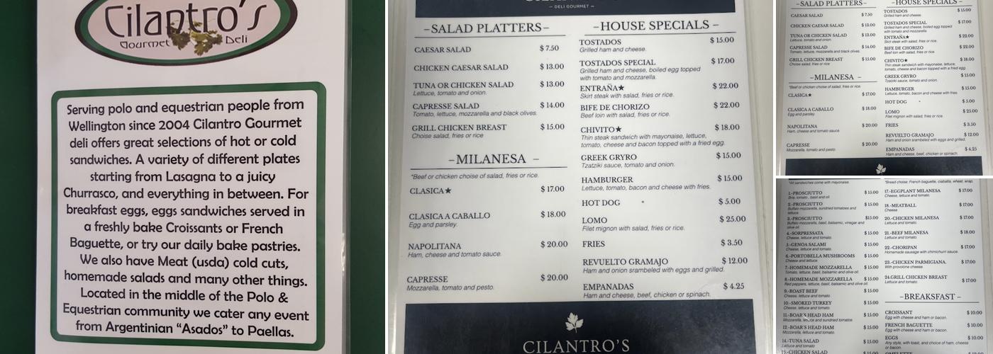 Cilantro's Gourmet Deli Menu