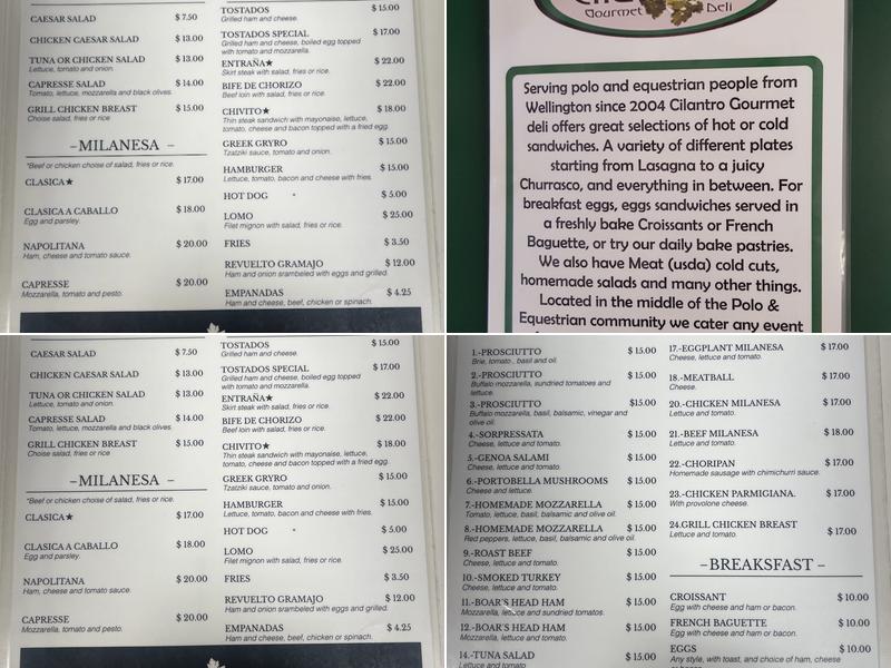 Cilantro's Gourmet Deli Menu