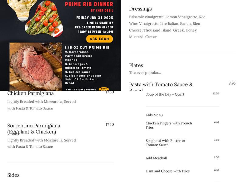 Yano's Italian Deli & Catering Menu