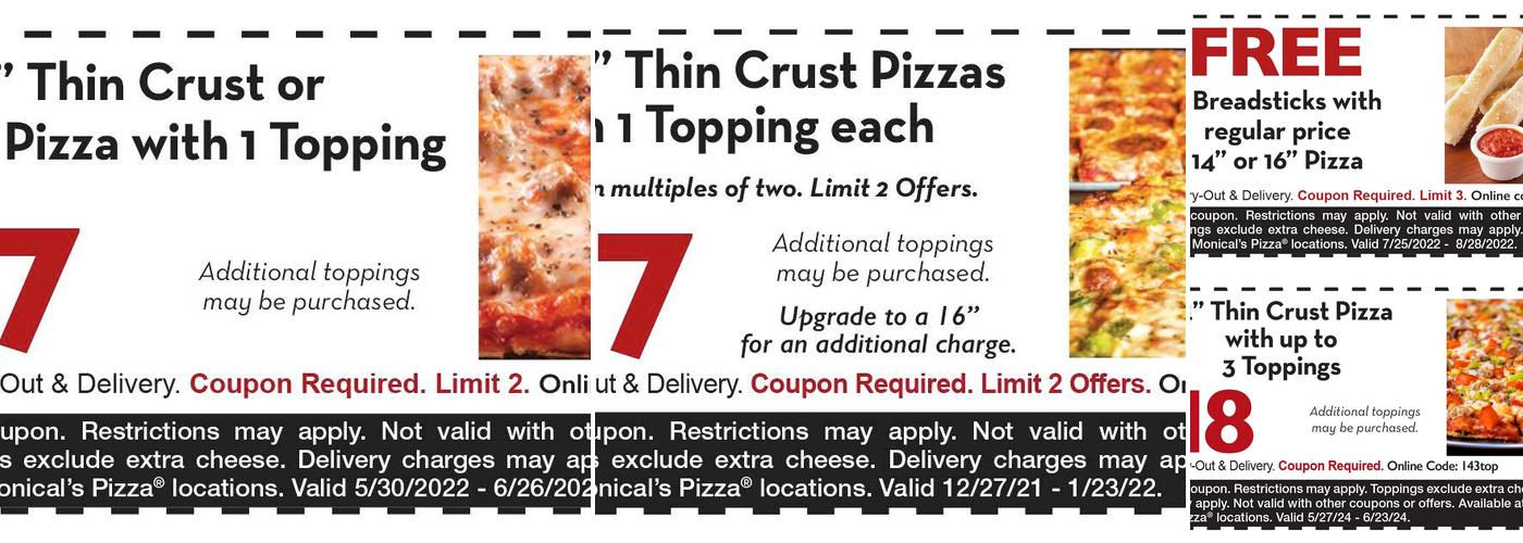 Monical's Pizza Menu