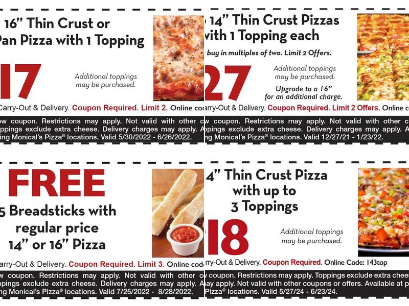 Monical's Pizza Menu