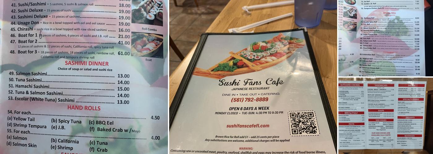 Sushi Fans Cafe Menu