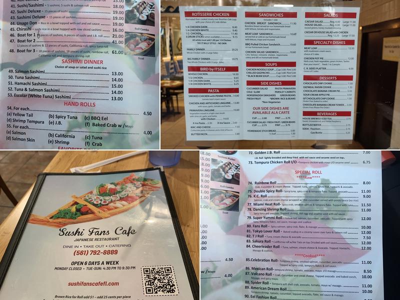 Sushi Fans Cafe Menu