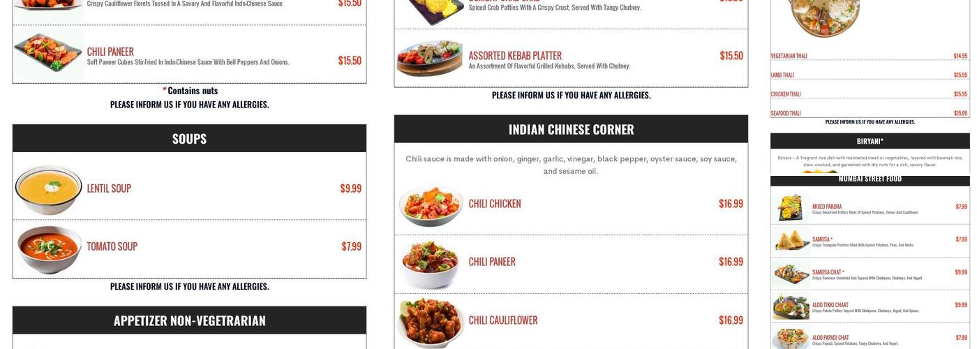 Raagini Menu