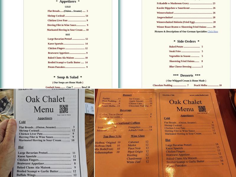 Oak Chalet Menu