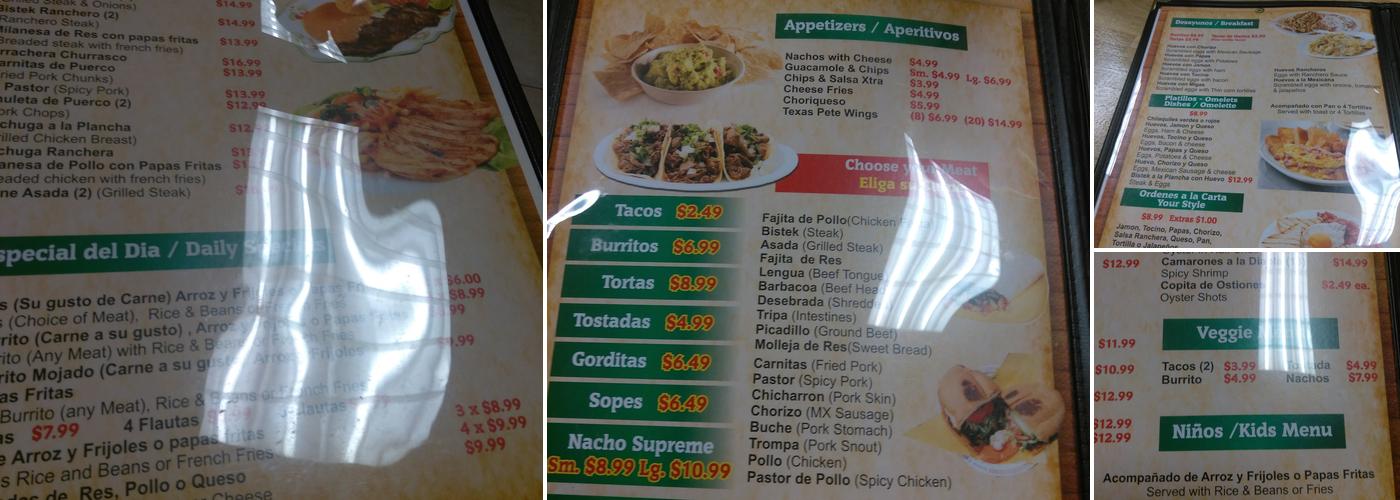 Tacos Al Carbon Restaurant Menu