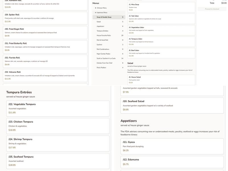 Tokyo Peking Cuisine Menu