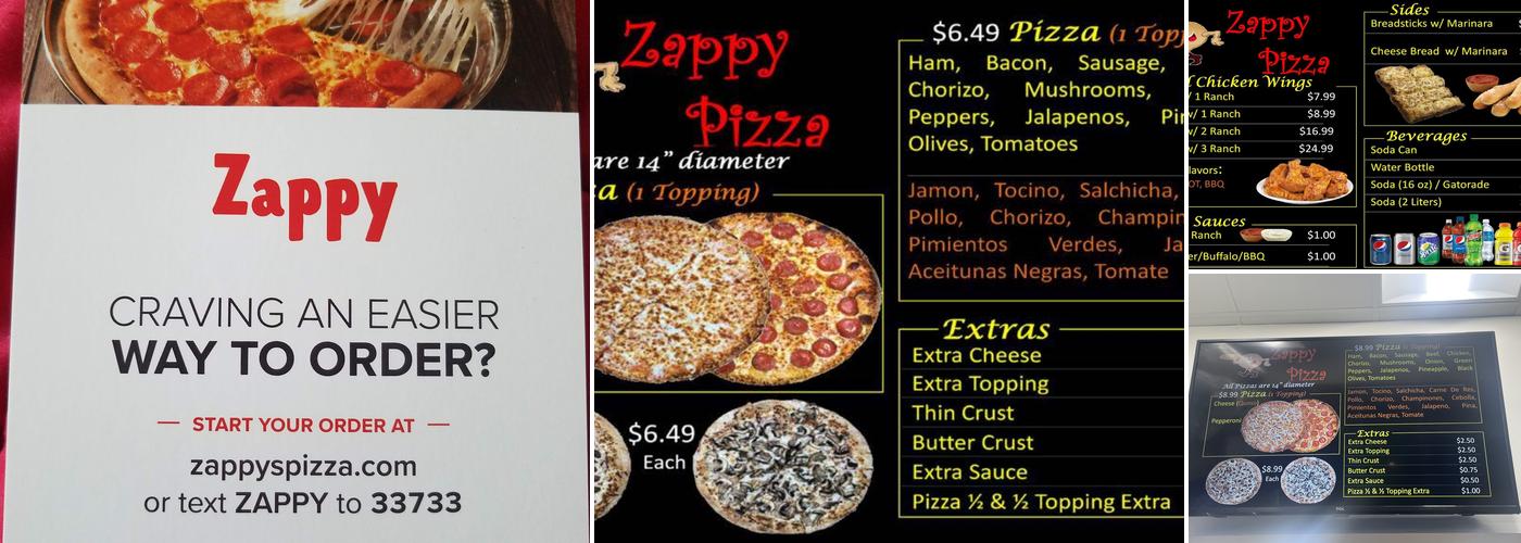 Zappy Pizza Menu