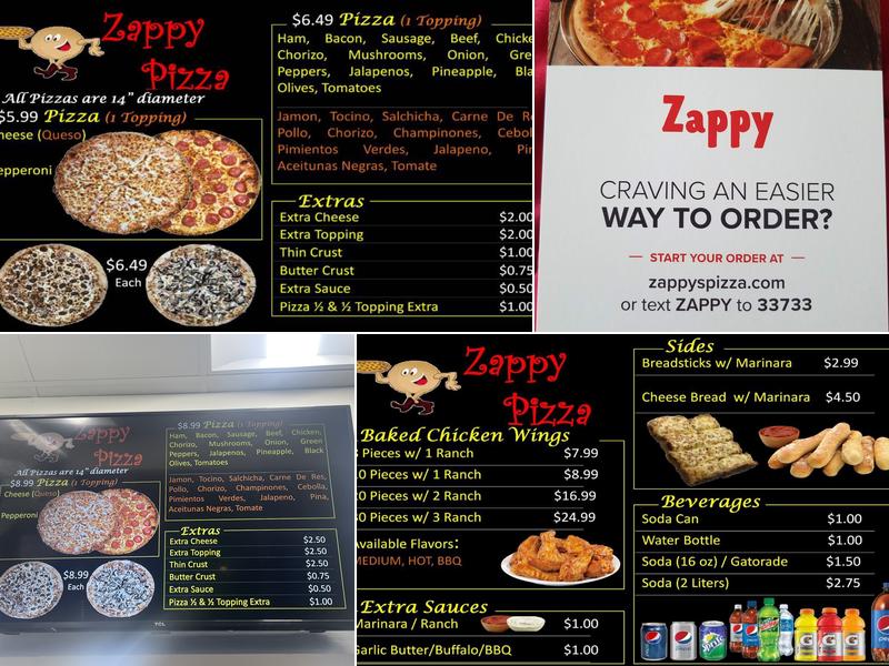 Zappy Pizza Menu