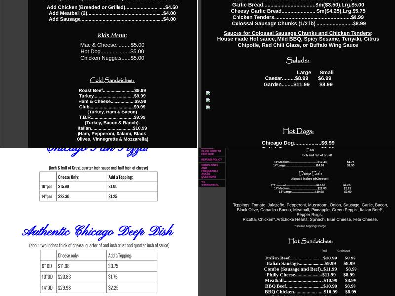 Chicago Pizza Company Menu
