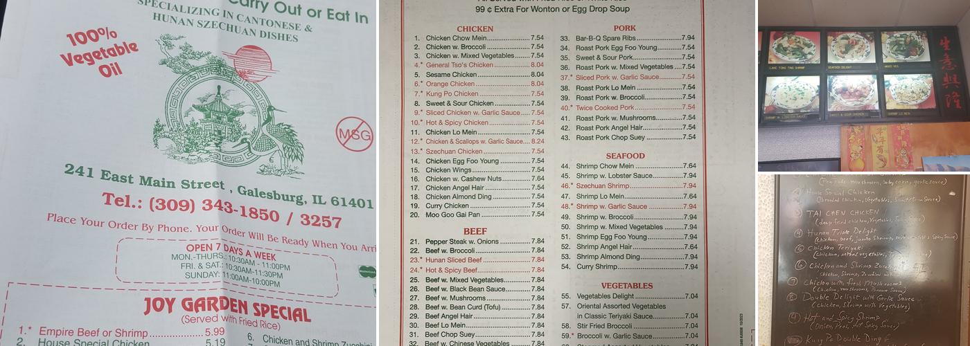Joy Garden Menu