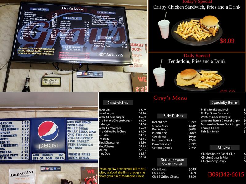 Gray's Sandwich Shop Menu