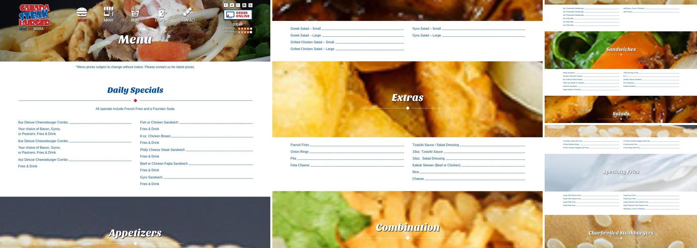 Canada Steak Burger Menu