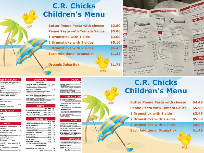 C.R. Chicks (Wellington) Menu