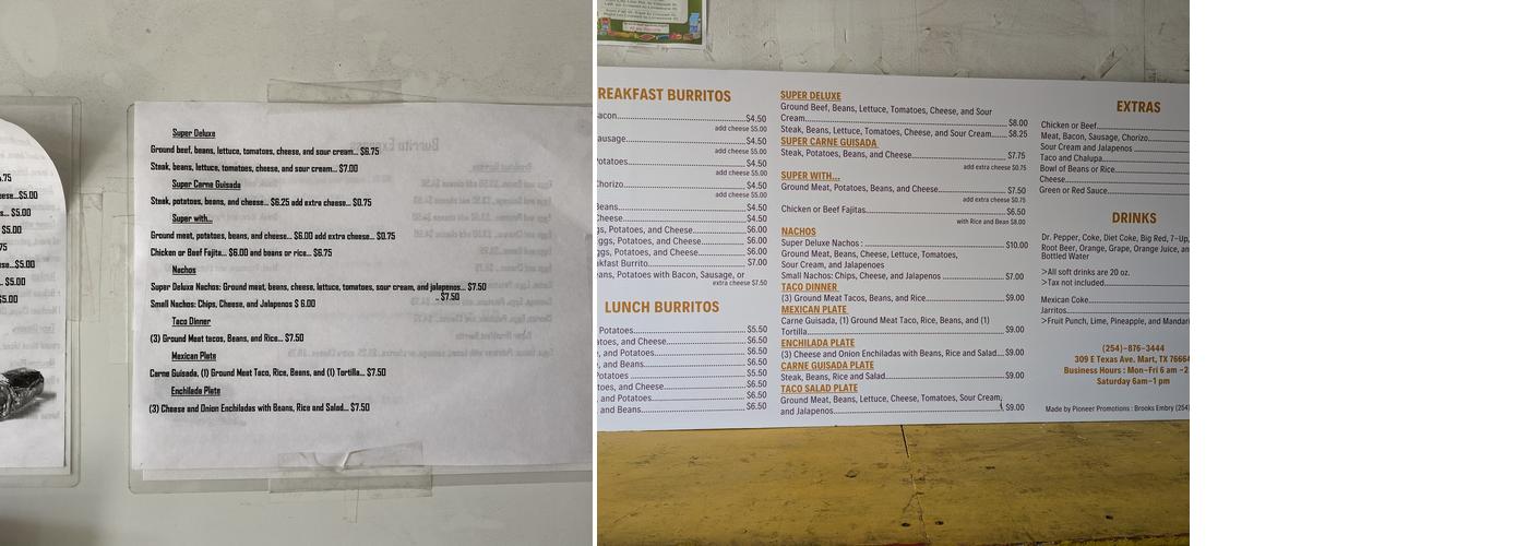 Burrito Express Menu
