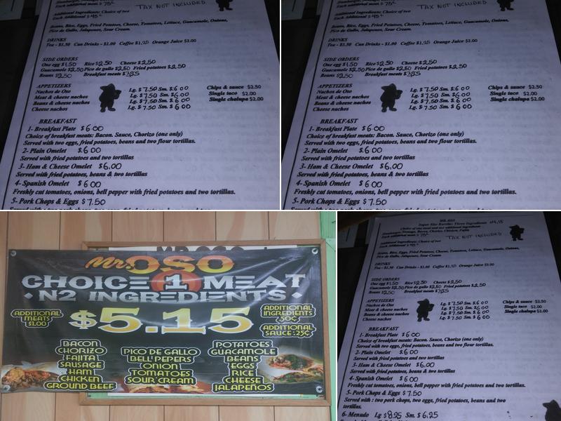 Mr Oso Restaurant Menu