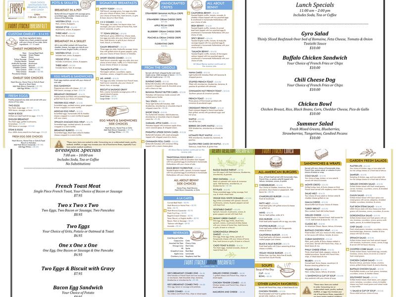 Short Stacks Menu