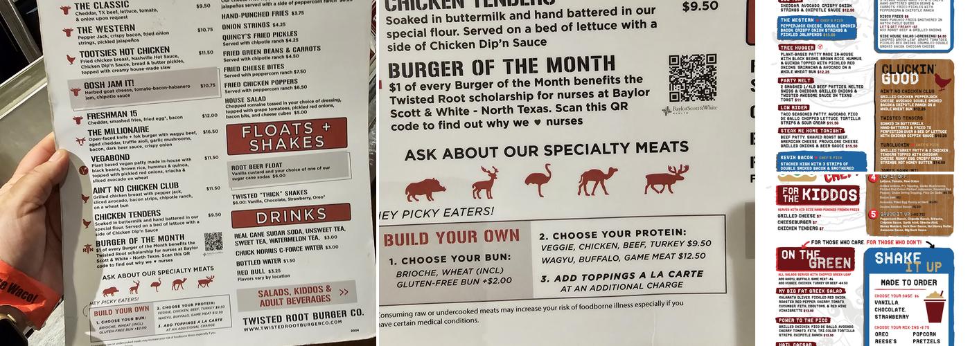 Twisted Root Burger Co. Menu