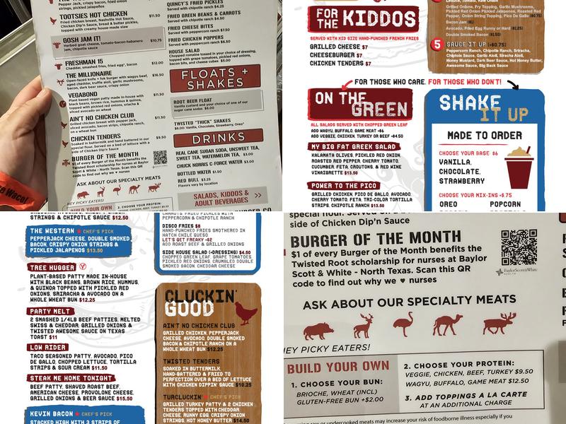 Twisted Root Burger Co. Menu