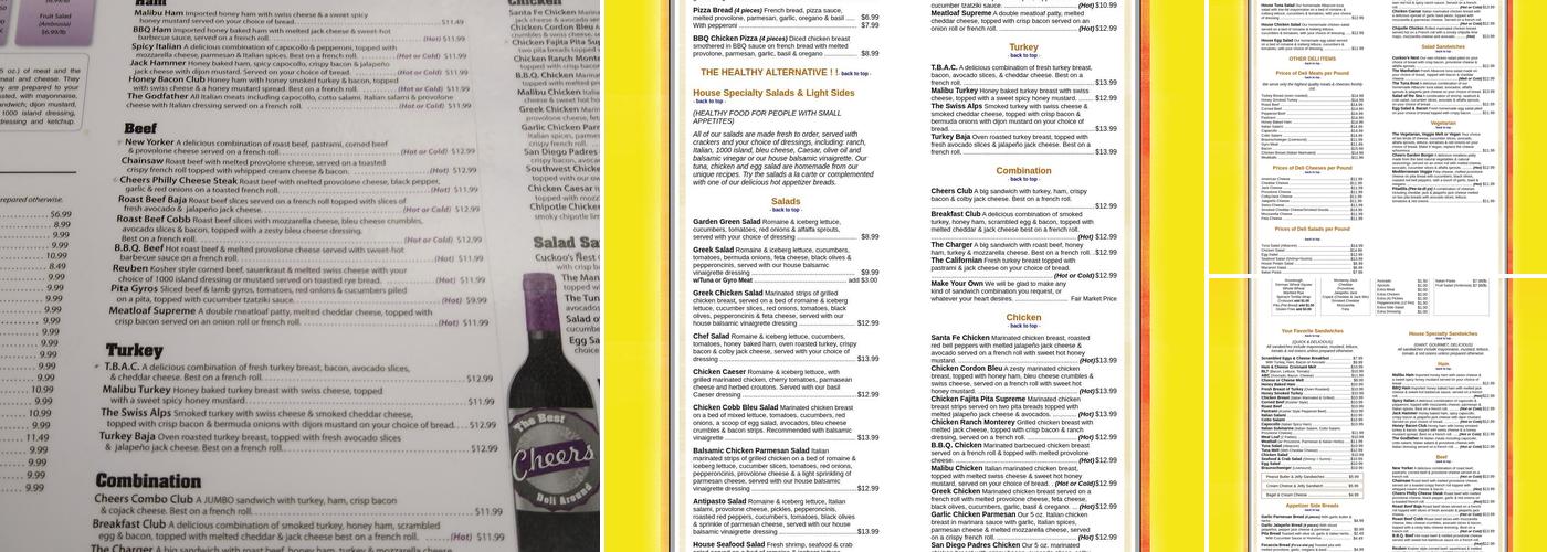 Cheers Deli & Liquor Menu