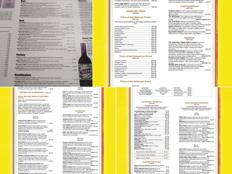 Cheers Deli & Liquor Menu